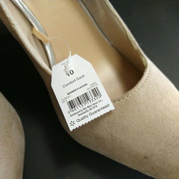 Time And Tru Heels Slip On Pumps Women Size 10 Tan Sand Pointed Toe NEW FLAW - Picture 5 of 12